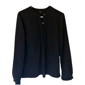 Talbots Navy Pleated Popover Blouse Size 10 Medium